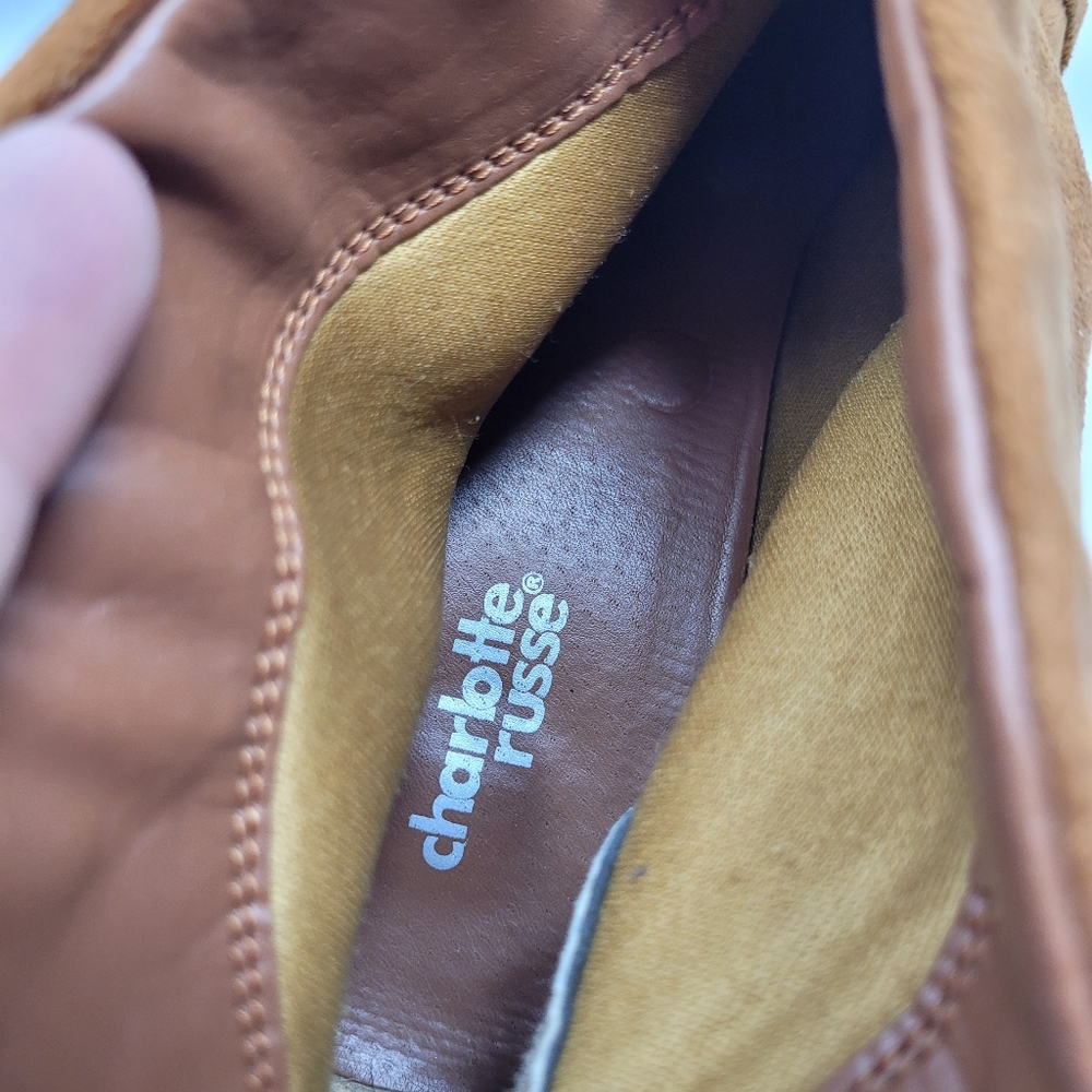 Charlotte Russe Brown Faux Suede Ankle Booties High Heel Boots Women's Size 11 - Picture 5 of 7